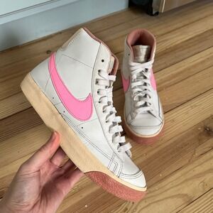 Nike Blazer Mid‎ High Top Kids White Pink Leather Casual Sneakers Shoes US 6Y